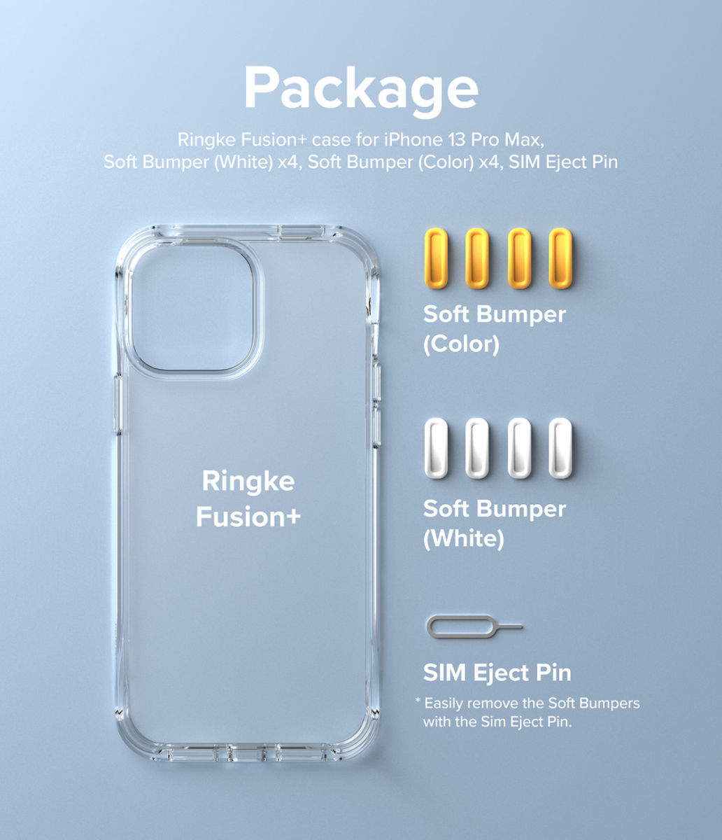 Ringke Fusion+ iPhone 13 Pro Max Hoesje Transparant + Bumper Geel/Wit afbeelding 11