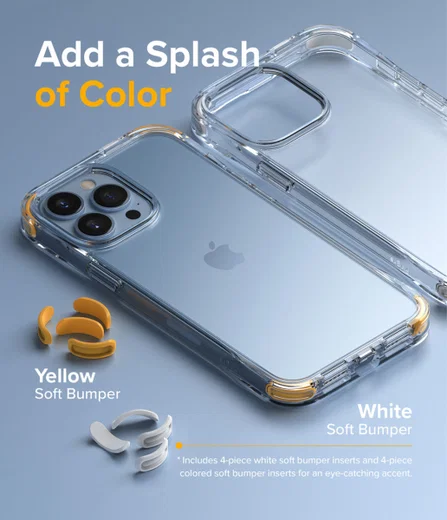 Ringke Fusion+ iPhone 13 Pro Max Hoesje Transparant + Bumper Geel/Wit afbeelding 2