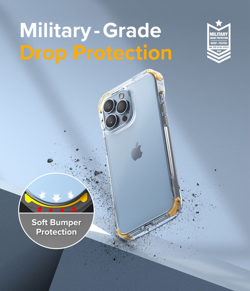 Ringke Fusion+ iPhone 13 Pro Max Hoesje Transparant + Bumper Geel/Wit afbeelding 4