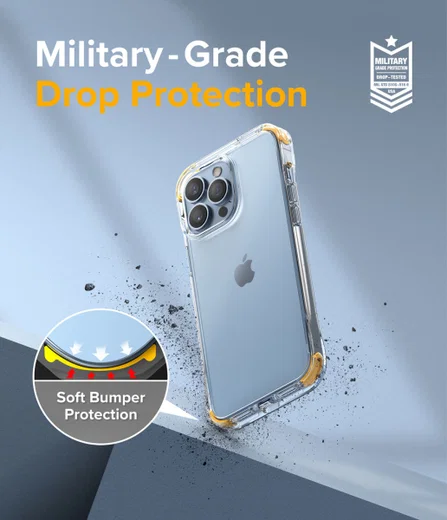 Ringke Fusion+ iPhone 13 Pro Max Hoesje Transparant + Bumper Geel/Wit afbeelding 4