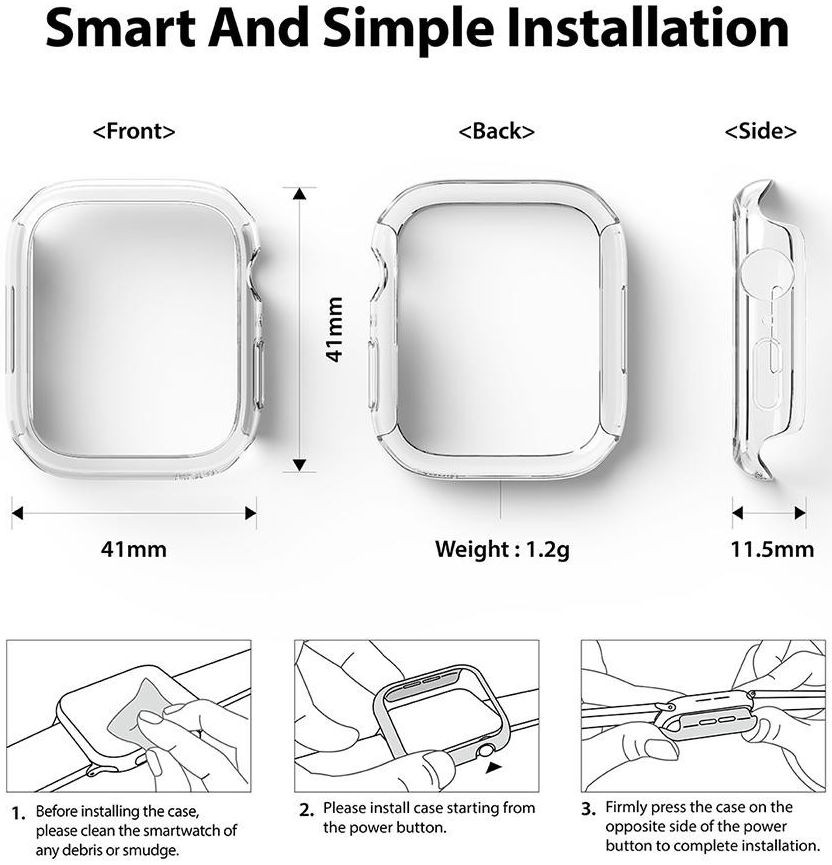 Ringke Slim - Apple Watch 7/8/9 41MM Hoesje - Transparant Clear (2-Pack) afbeelding 11