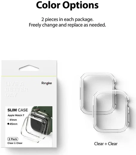 Ringke Slim - Apple Watch 7/8/9 45MM Hoesje - Blauw (2-Pack) afbeelding 12