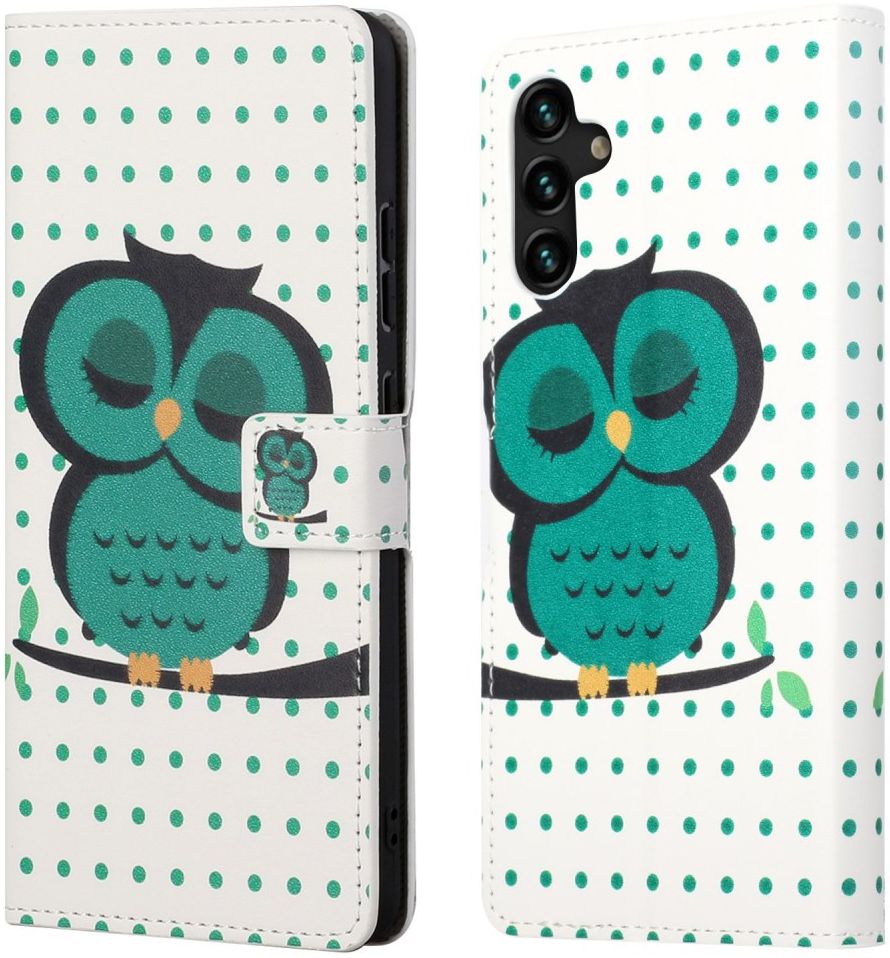 Samsung Galaxy A13 5G / A04s Hoesje Wallet Book Case Uilen Print afbeelding 3