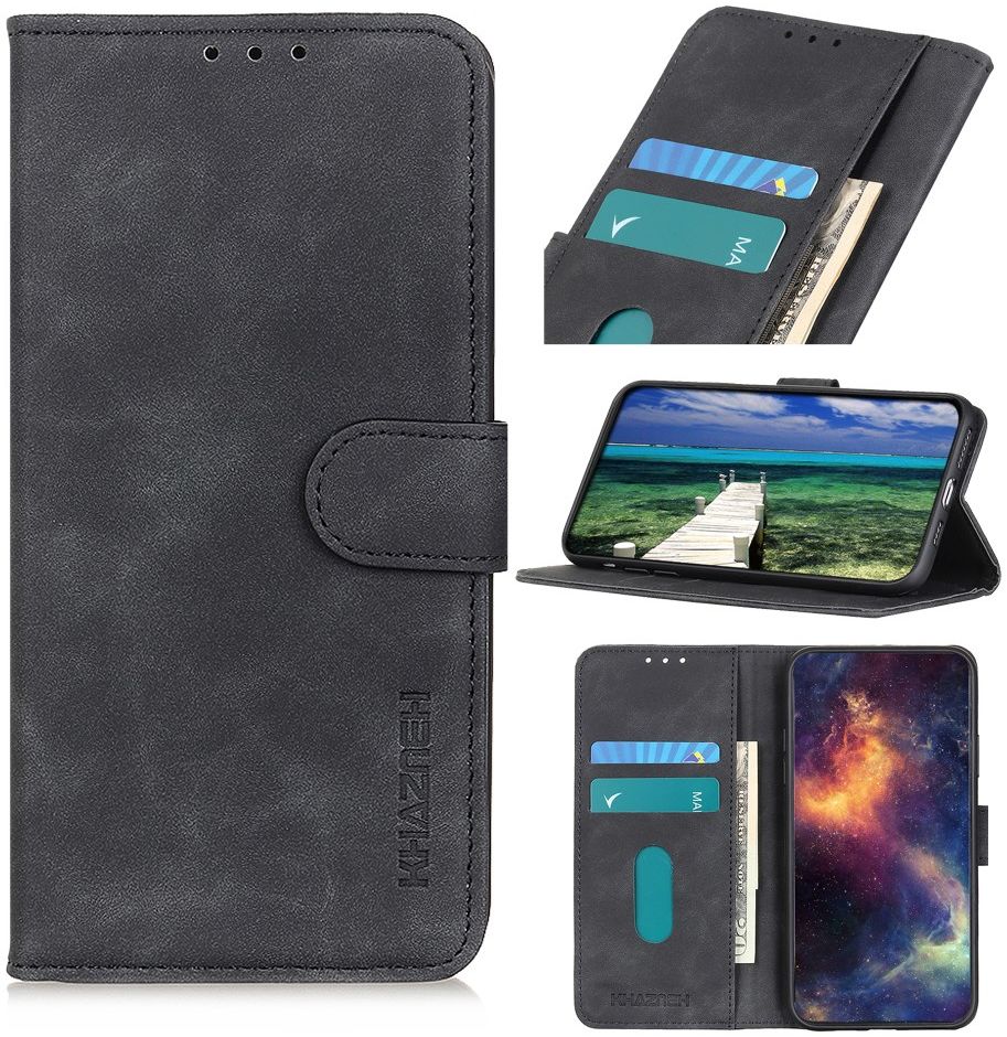 KHAZNEH Samsung Galaxy S22 Ultra Hoesje Retro Wallet Book Case Zwart afbeelding 7