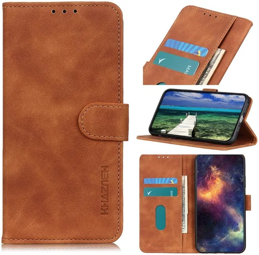 KHAZNEH Samsung Galaxy S22 Ultra Hoesje Retro Wallet Book Case Bruin afbeelding 7