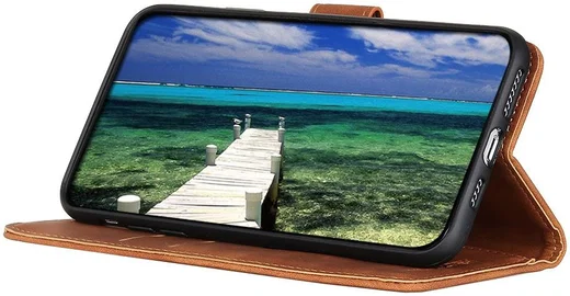 KHAZNEH Samsung Galaxy S22 Ultra Hoesje Retro Wallet Book Case Bruin afbeelding 5
