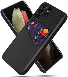 Samsung Galaxy S22 Ultra Hoesje Back Cover met Kaarthouder Zwart afbeelding