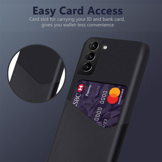 Samsung Galaxy S22 Hoesje met Kaarthouder Back Cover Zwart afbeelding 3