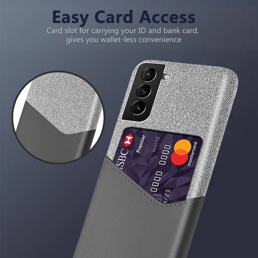 Samsung Galaxy S22 Plus Hoesje met Kaarthouder Back Cover Grijs afbeelding 2