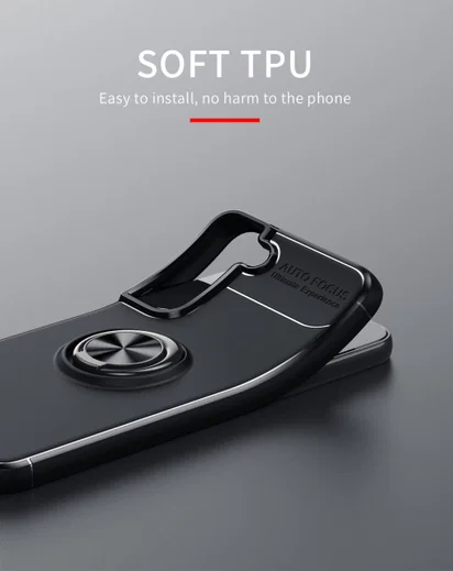Samsung Galaxy S22 Plus Hoesje Magnetische Ring Kickstand Zwart afbeelding 6