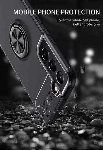 Samsung Galaxy S22 Plus Hoesje Magnetische Ring Kickstand Zwart afbeelding 7