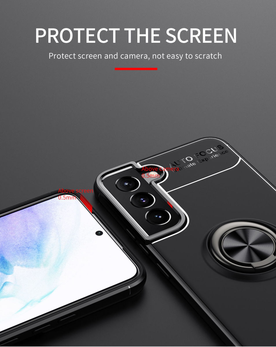 Samsung Galaxy S22 Plus Hoesje Magnetische Ring Kickstand Zwart afbeelding 9