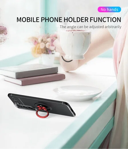 Samsung Galaxy S22 Plus Hoesje Magnetische Ring Kickstand Zwart afbeelding 11