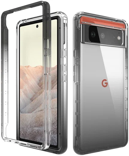 Google Pixel 6 Hoesje Volledig Schokbestendig Cover Transparant Zwart afbeelding 1