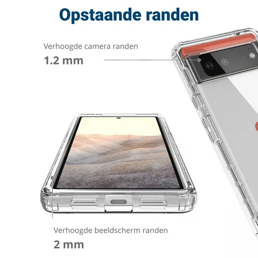 Google Pixel 6 Hoesje Volledig Schokbestendig Cover Transparant Zwart afbeelding 8