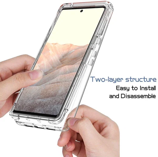 Google Pixel 6 Pro Hoesje Volledig Schokbestendig Cover Zwart Clear afbeelding 6