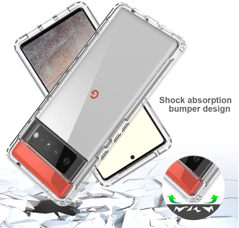 Google Pixel 6 Pro Hoesje Volledig Schokbestendig Cover Zwart Clear afbeelding 2