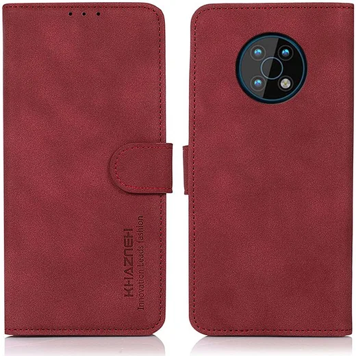KHAZNEH Nokia G50 Hoesje Retro Wallet Book Case Kunstleer Rood afbeelding 3
