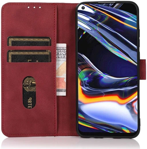 KHAZNEH Nokia G50 Hoesje Retro Wallet Book Case Kunstleer Rood afbeelding 1
