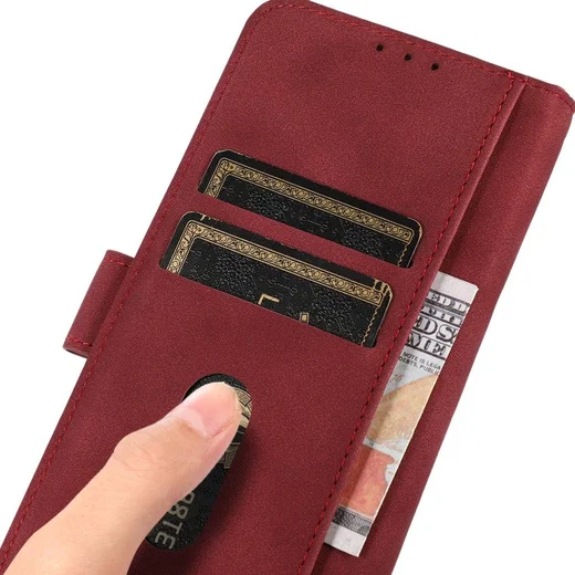 KHAZNEH Nokia G50 Hoesje Retro Wallet Book Case Kunstleer Rood afbeelding 4