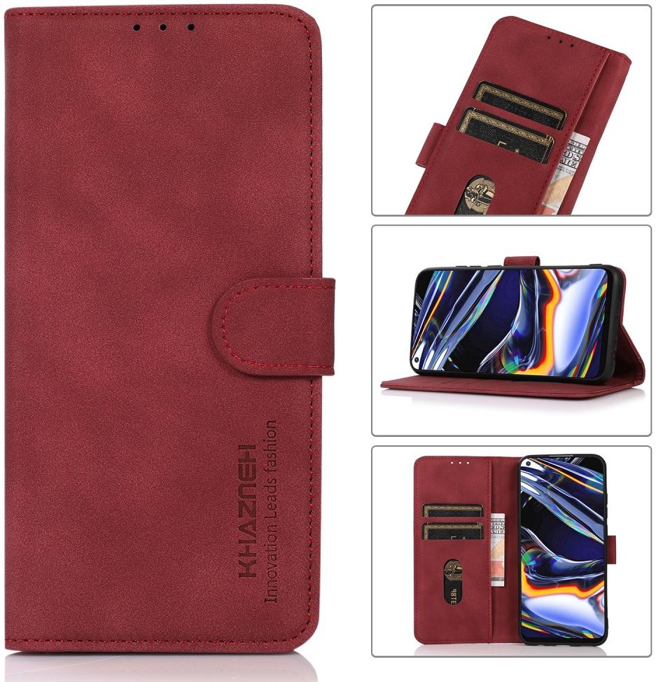 KHAZNEH Nokia G50 Hoesje Retro Wallet Book Case Kunstleer Rood afbeelding 8