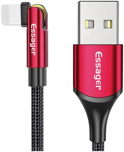 Essager 3A 180° Draaibare USB naar Lightning Oplaad Kabel 1M Rood afbeelding 1
