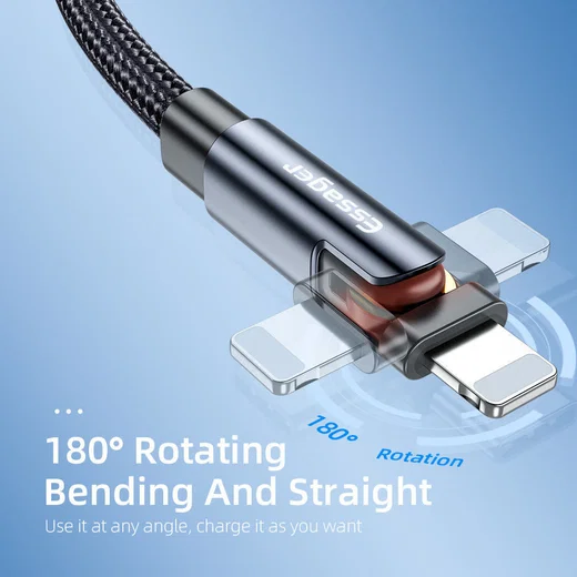 Essager 3A 180° Draaibare USB naar Lightning Oplaad Kabel 1M Rood afbeelding 3