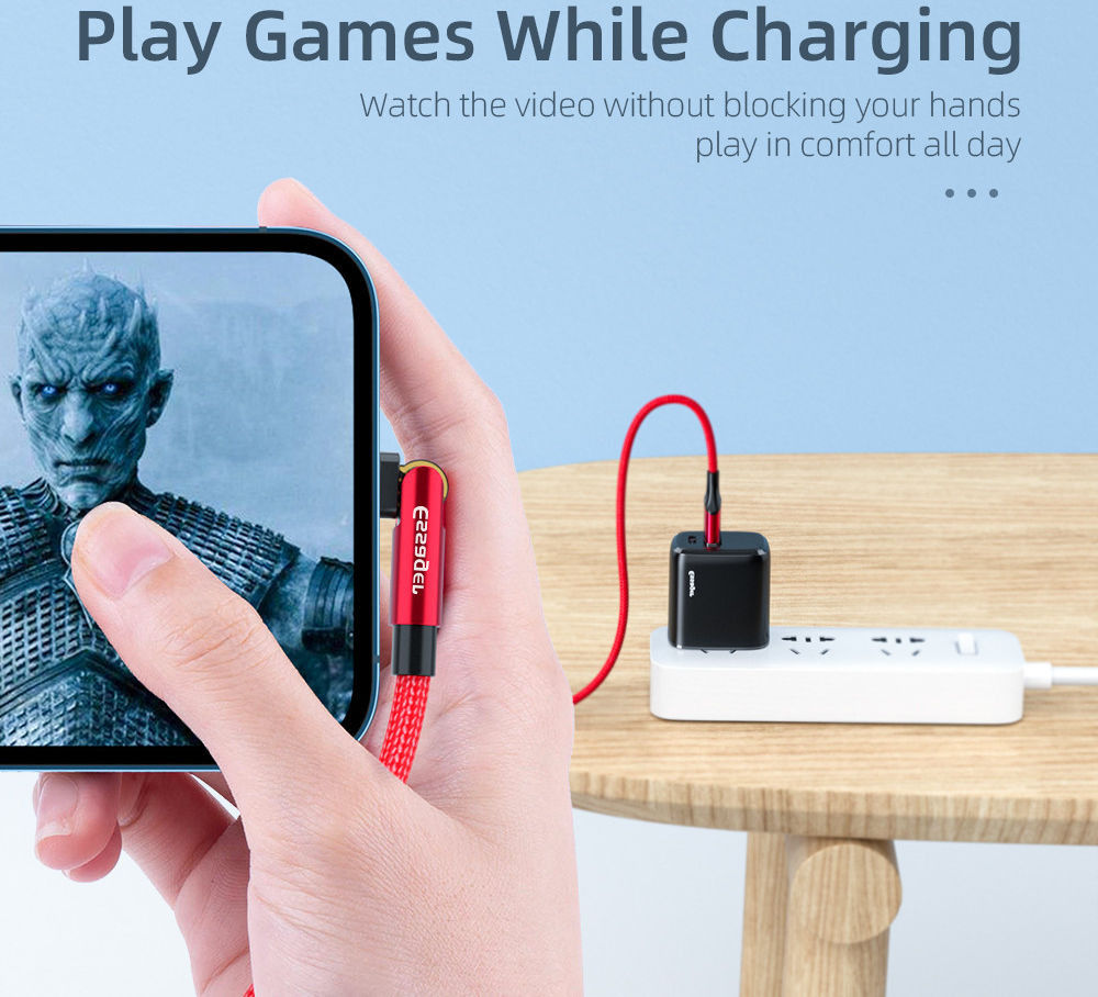 Essager 3A 180° Draaibare USB naar Lightning Oplaad Kabel 1M Rood afbeelding 7