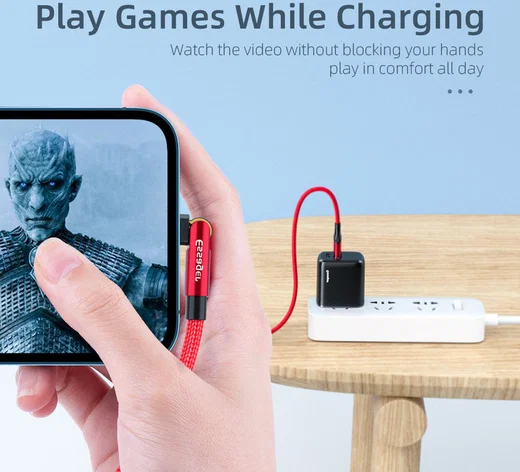 Essager 3A 180° Draaibare USB naar Lightning Oplaad Kabel 1M Rood afbeelding 7