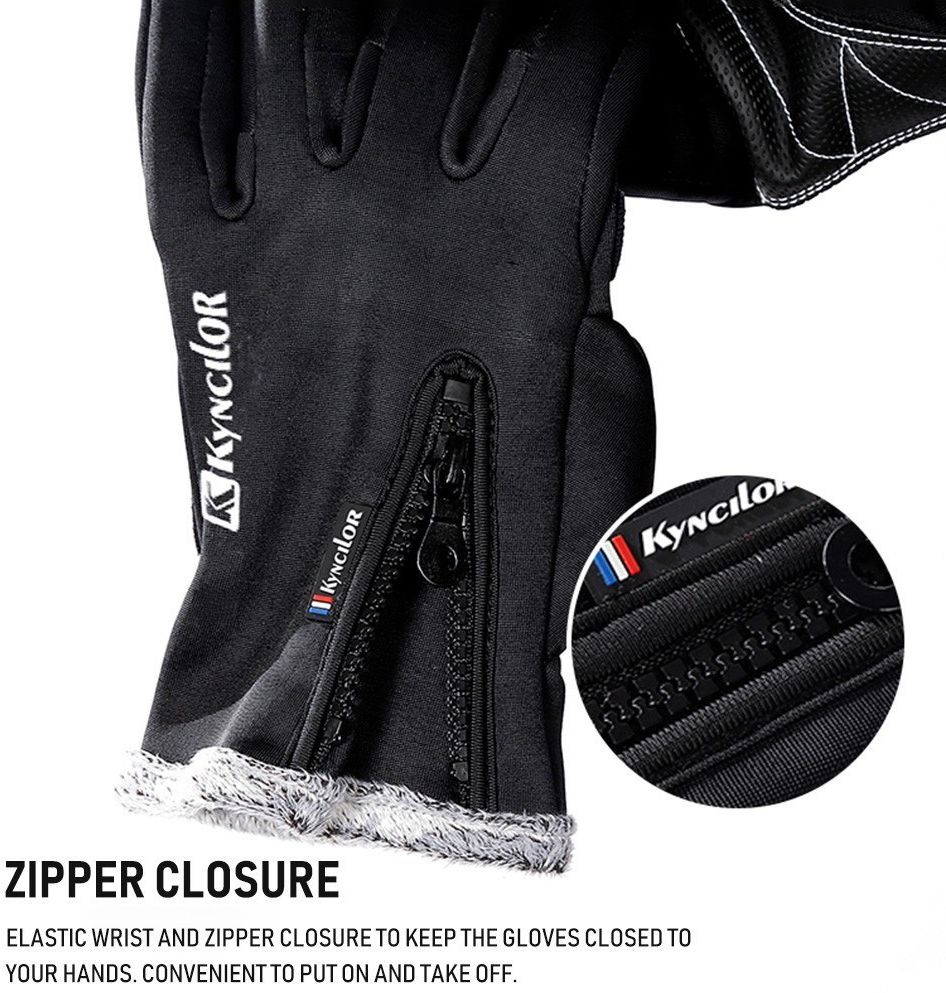 KYNCILOR Winter Handschoenen Touchscreen Wind en Water Proof Zwart L afbeelding 11