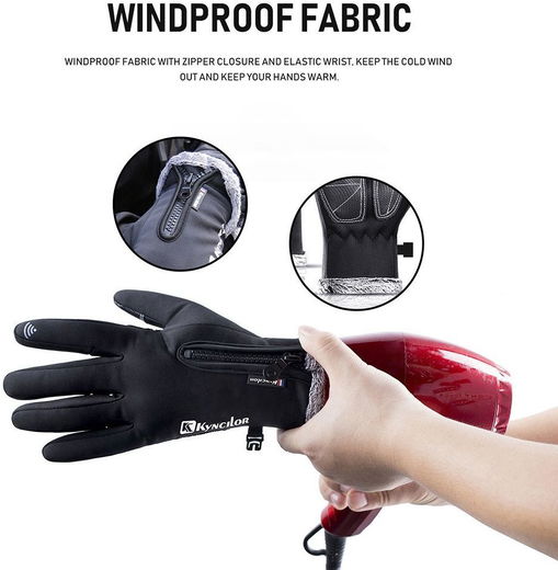 KYNCILOR Winter Handschoenen Touchscreen Wind en Water Proof Zwart L afbeelding 13