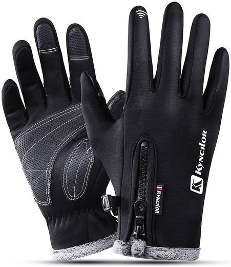 KYNCILOR Winter Handschoenen Touchscreen Wind en Water Proof Zwart L afbeelding 1