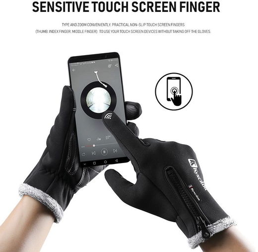 KYNCILOR Winter Handschoenen Touchscreen Wind en Water Proof Zwart L afbeelding 5