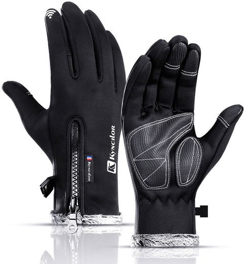 KYNCILOR Winter Handschoenen Touchscreen Wind en Water Proof Zwart L afbeelding 2