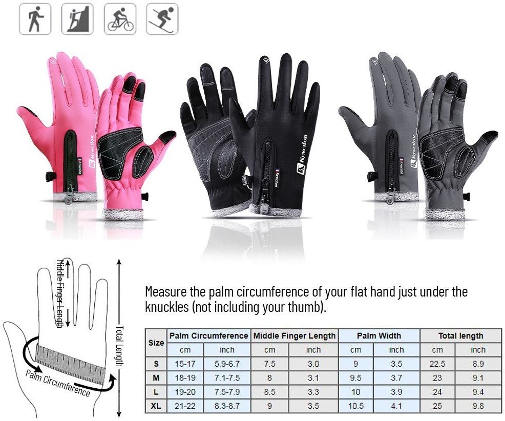 KYNCILOR Winter Handschoenen Touchscreen Wind en Water Proof Zwart XL afbeelding 20