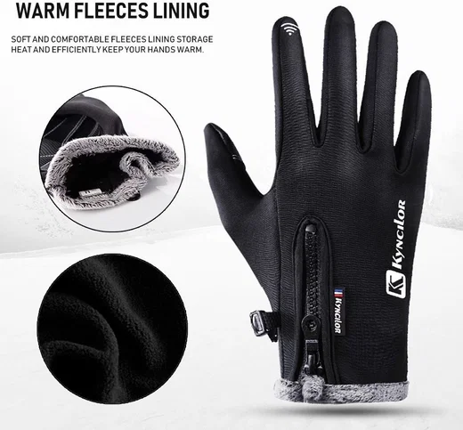 KYNCILOR Winter Handschoenen Touchscreen Wind en Water Proof Zwart XL afbeelding 22