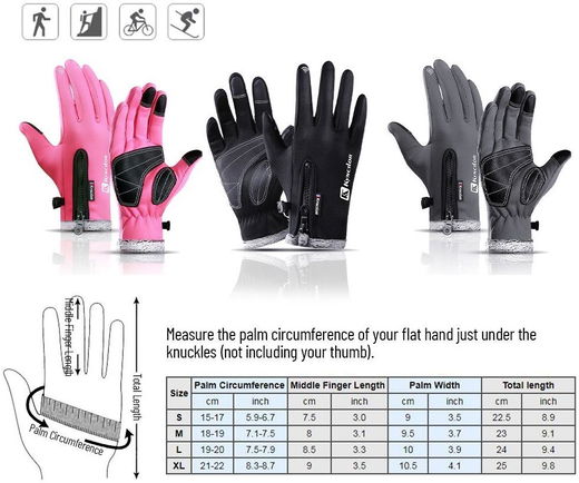 KYNCILOR Winter Handschoenen Touchscreen Wind en Water Proof Grijs L afbeelding 3