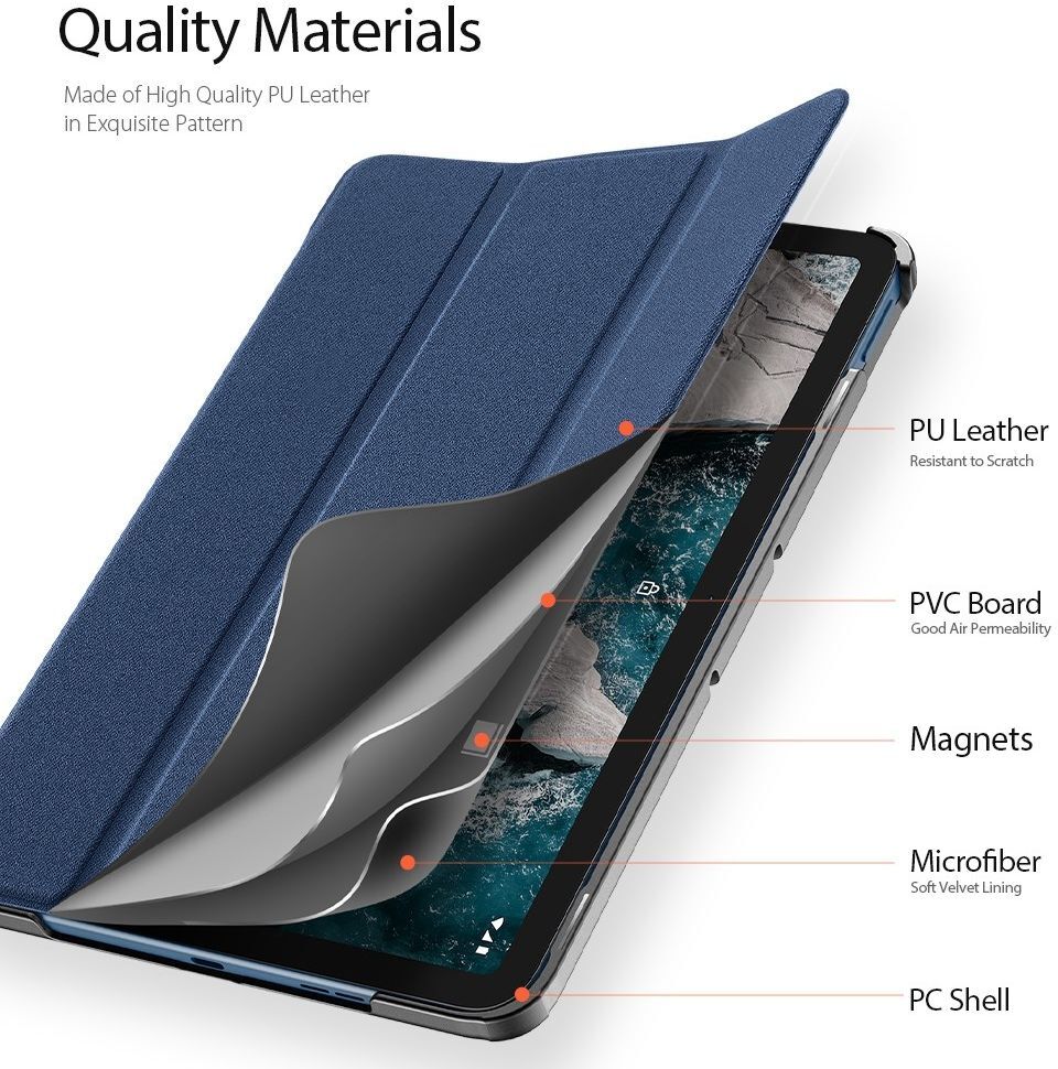 Dux Ducis Domo Nokia T20 Hoes Tri-Fold Book Case Blauw afbeelding 4