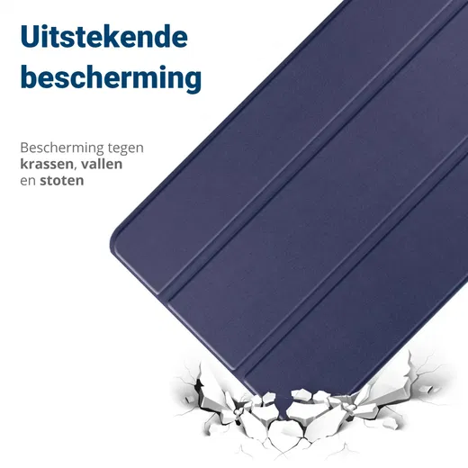 Nokia T20 Hoes Tri-Fold Book Case Kunstleer Donker Blauw afbeelding 2