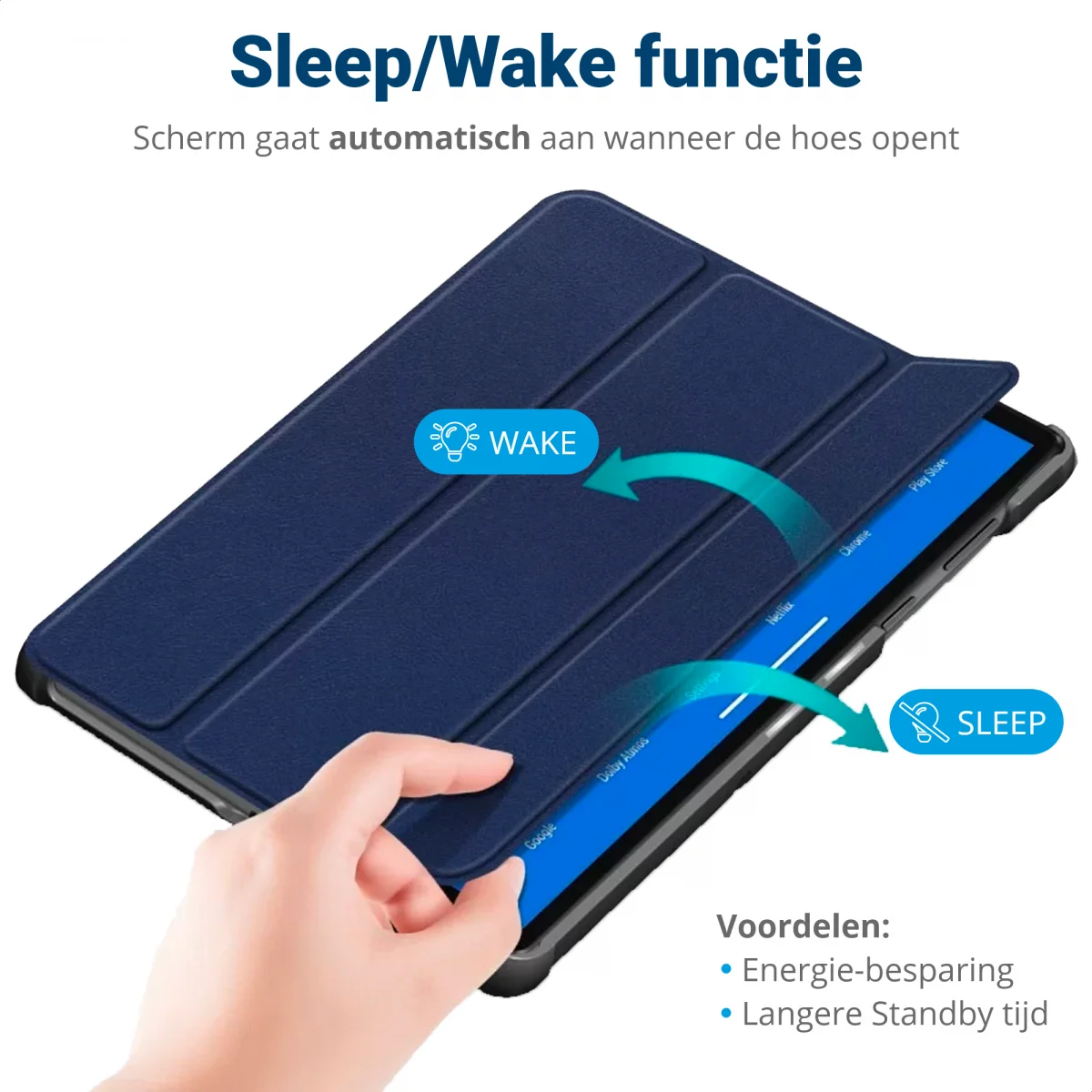 Nokia T20 Hoes Tri-Fold Book Case Kunstleer Donker Blauw afbeelding 7