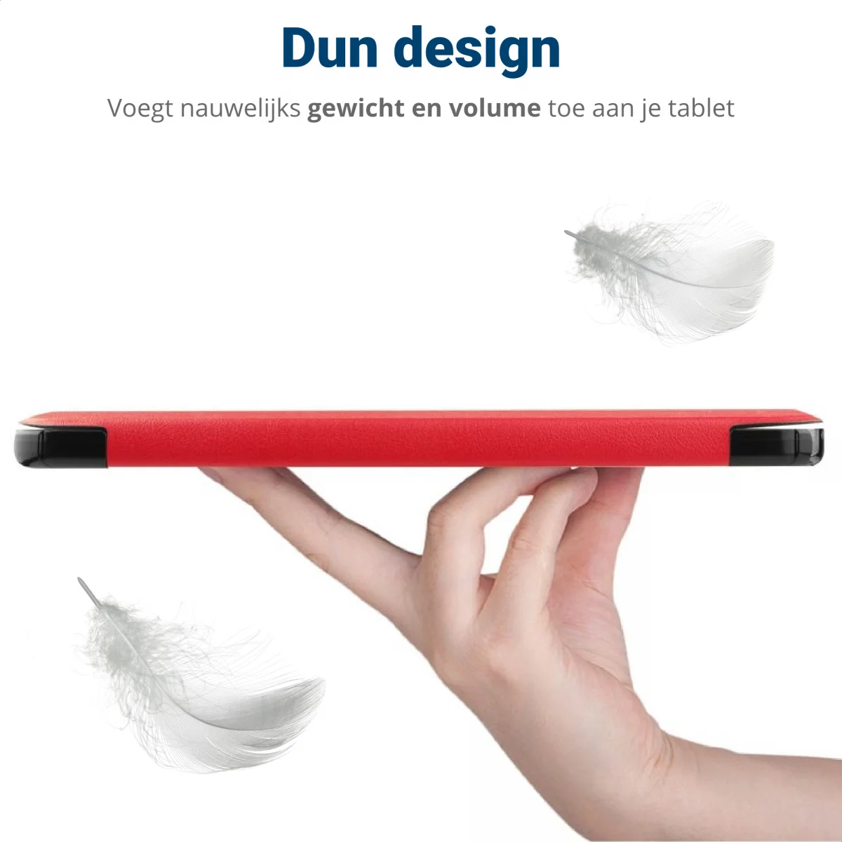 Nokia T20 Hoes Tri-Fold Book Case Kunstleer Rood afbeelding 4