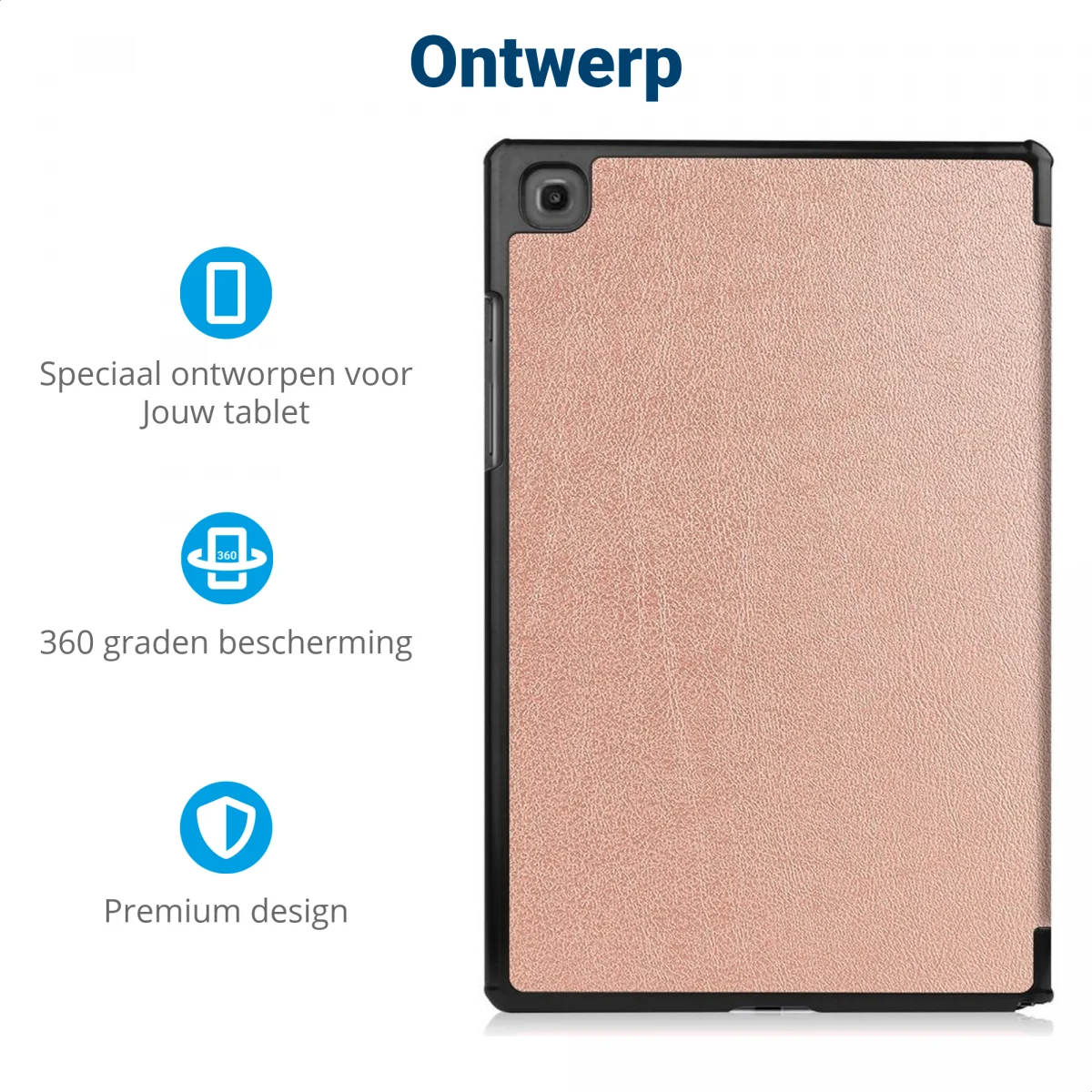 Nokia T20 Hoes Tri-Fold Book Case Kunstleer Rose Goud afbeelding 3