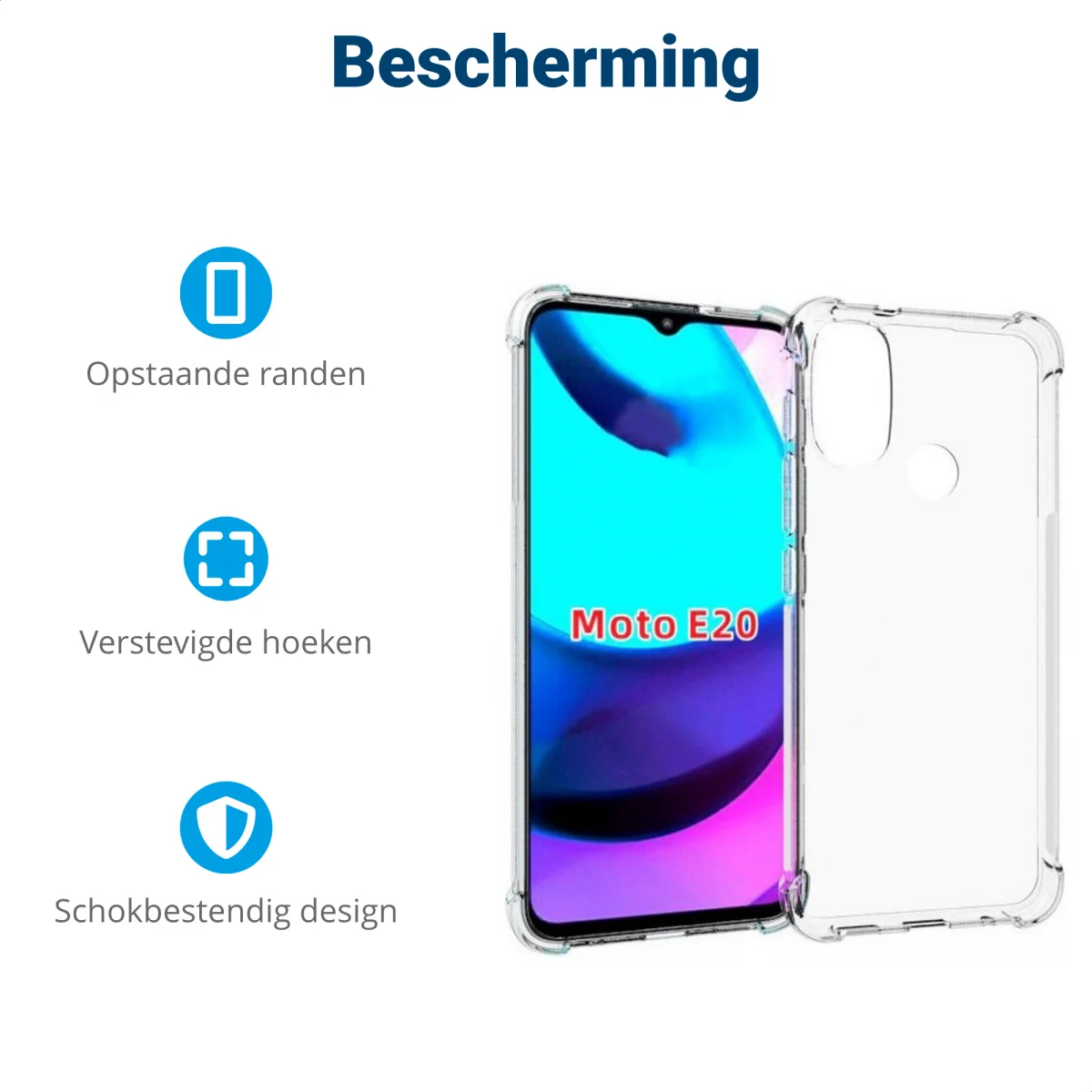 Motorola Moto E20 Hoesje Schokbestendig TPU Back Cover Transparant afbeelding 4