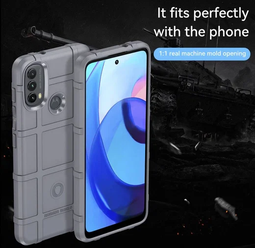 Motorola Moto E20/E30/E40 Hoesje Shock Proof Rugged Back Cover Grijs afbeelding 2