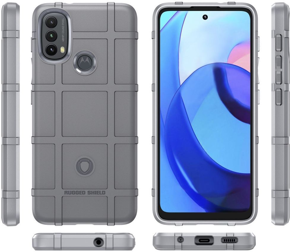 Motorola Moto E20/E30/E40 Hoesje Shock Proof Rugged Back Cover Grijs afbeelding 8