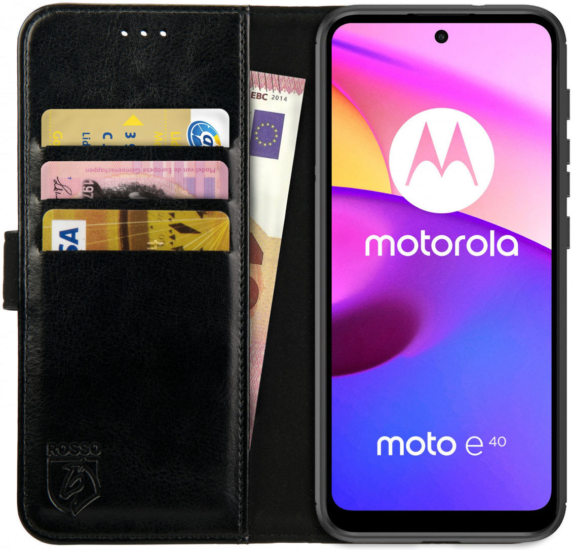 Rosso Element Motorola Moto E30/E40 Hoesje Book Cover Wallet Zwart afbeelding 1
