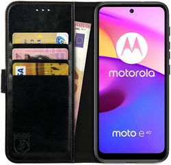 Rosso Element Motorola Moto E30/E40 Hoesje Book Cover Wallet Zwart afbeelding