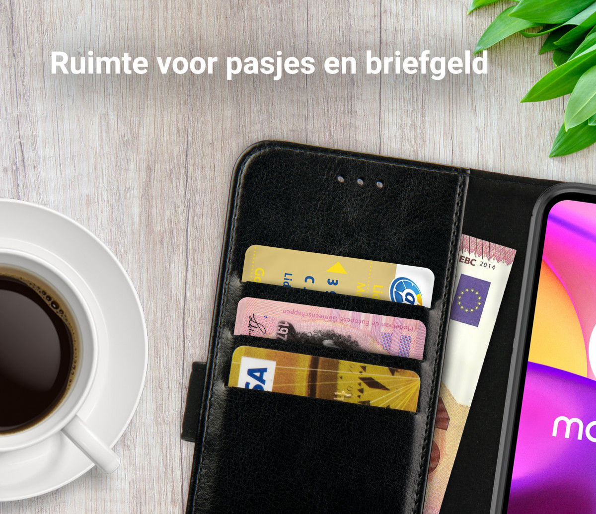 Rosso Element Motorola Moto E30/E40 Hoesje Book Cover Wallet Zwart afbeelding 5