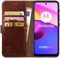 Rosso Element Motorola Moto E30/E40 Hoesje Book Cover Wallet Bruin afbeelding
