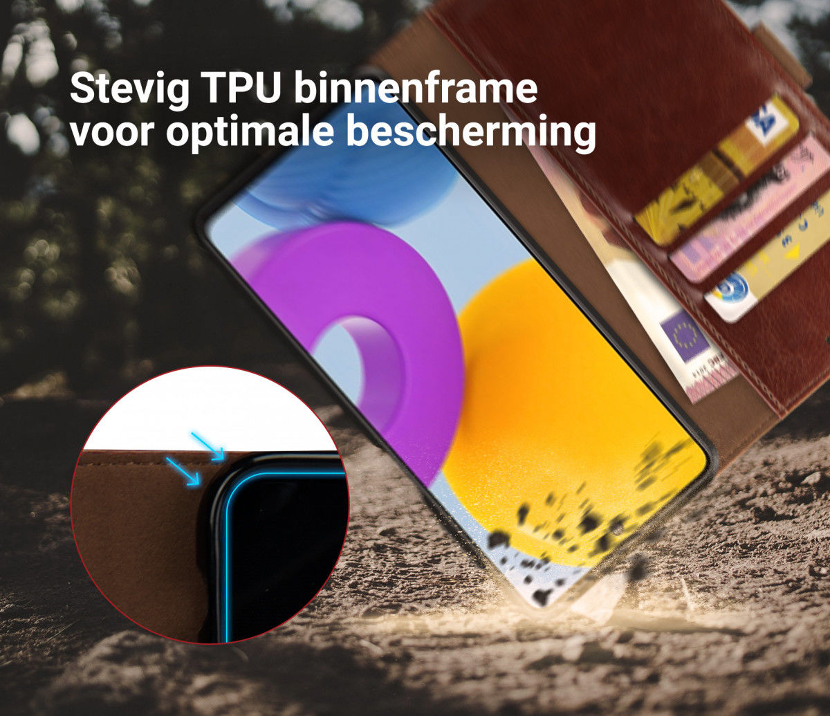 Rosso Element Samsung Galaxy M52 5G Hoesje Book Cover Wallet Bruin afbeelding 4